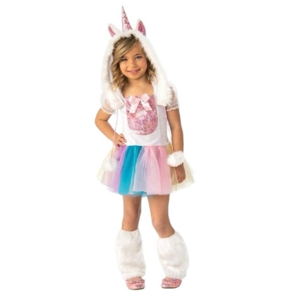 Unicorn Girls 3 Piece White Pink Halloween Costume Dress Up Theater Size 12-14
